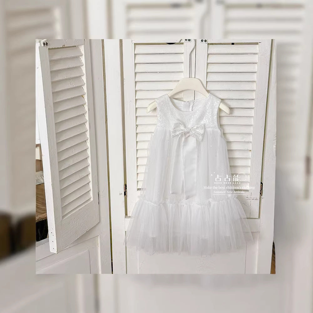 new girls' formal dress princess gown baby girl runway tulle summer kids chic dress