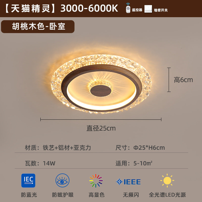 [Strict Selection] Aisle Light Ceiling Light Medium Antique Retro Wood Color Creative Imitation Crystal Lamps Modern Simple Light Luxury