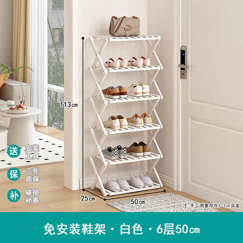 Shoe rack simple door for home multi-layer storage space-saving corner small dust-proof narrow shoe cabinet free of installation