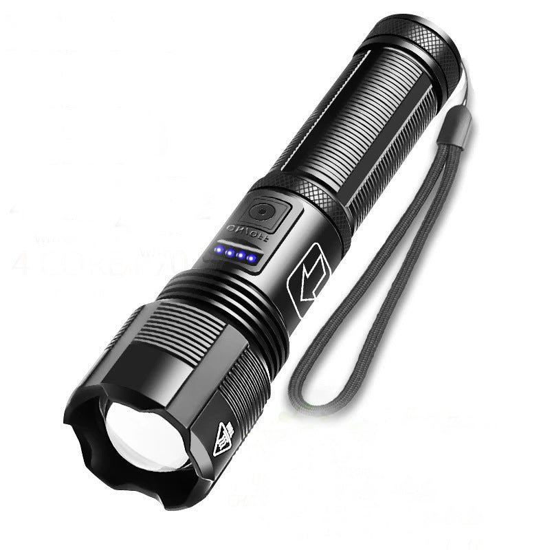 Cross-border P50 strong light flashlight USB charging outdoor zoom remote shooting with side light aluminum alloy LED flashlight