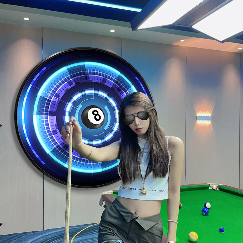 Billiards hall decorative painting Internet celebrity billiards hall led luminous ambient lights Symphony hanging painting club black eight ball lamp painting