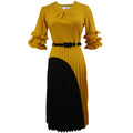 supply   african plus size women's clothing bell sleeves color matching dress one piece dropshipping