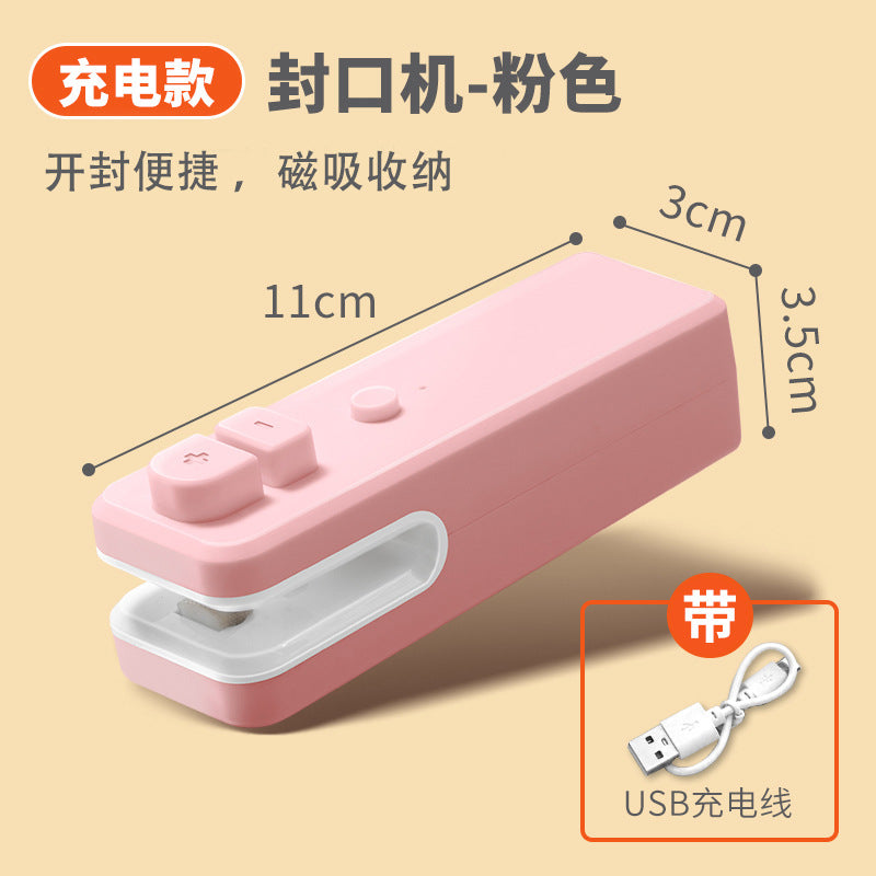 Small usb rechargeable mini sealer - all-in-one portable food bag sealer for snacks