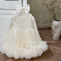 Girls' fleece-lined vest dress, chanel-inspired feather dress, birthday cake dress with veil