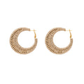 Bohemian style retro bamboo woven earrings niche accessible luxury classy exaggerated elegant earrings holiday style earrings for women