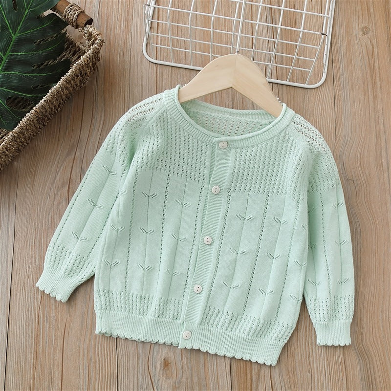 girls' cardigan - lightweight summer knit outerwear for kids - perfect for air conditioning, baby shawl, and sun protection