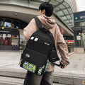 New trendy graffiti backpack - high-value anime cartoon design, large capacity, lightweight, waterproof student backpack