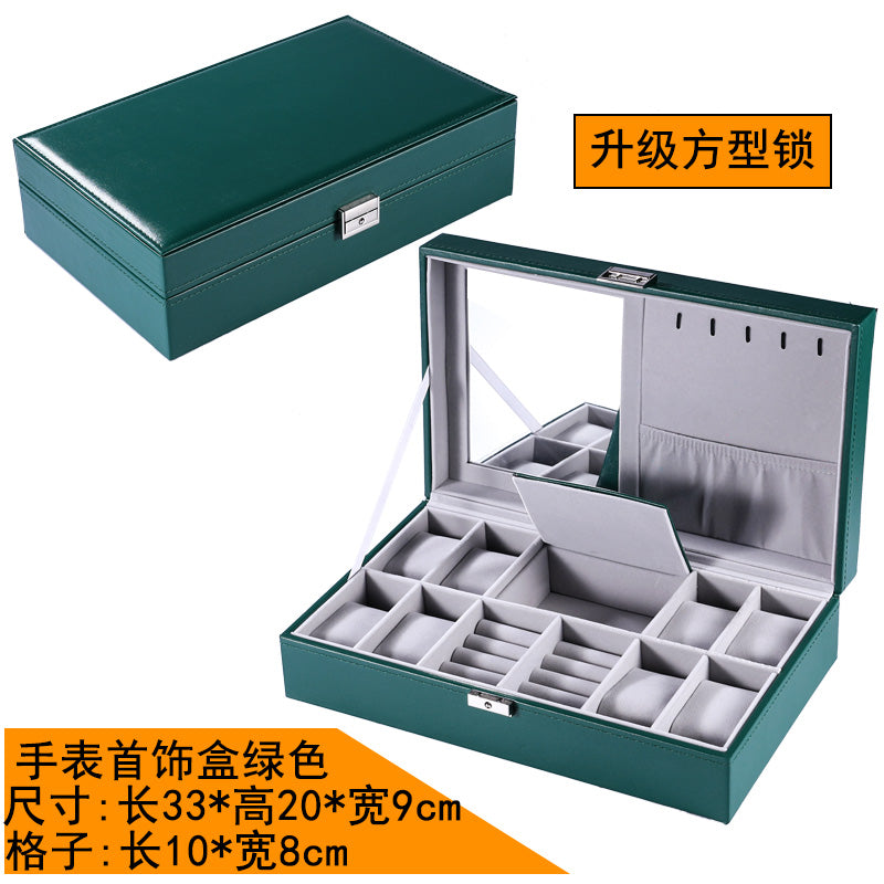 New double-layer 20-digit watch box with sunroof watch jewelry storage box bracelet box large-capacity watch collection box