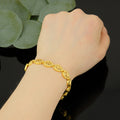 Women's leaf-shaped teardrop heart-shaped snap bracelet, geometric design bracelet, imitation gold plated 24k gold bracelet