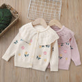 Girls' cardigan sweater,  autumn/winter new collection, kids' knitted outerwear, baby all-over embroidered top - dropshipping available