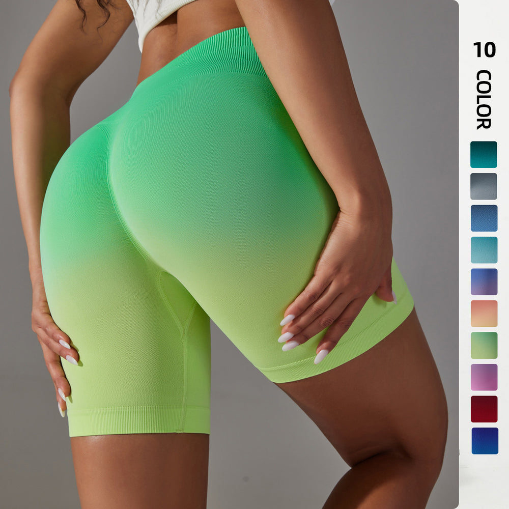Big sale cross-border seamless candy gradient training tight high waist sports three-quarter shorts running fitness yoga pants for women
