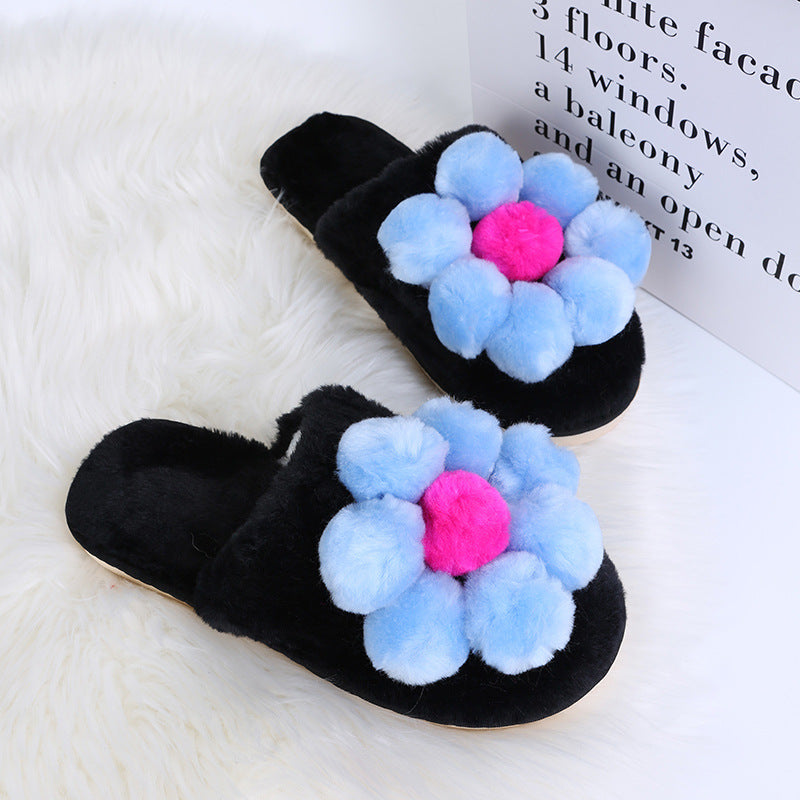 2024 new women's cotton slippers - casual, indoor, autumn/winter, thick-soled, floral, cute plush slippers for home and outdoor wear