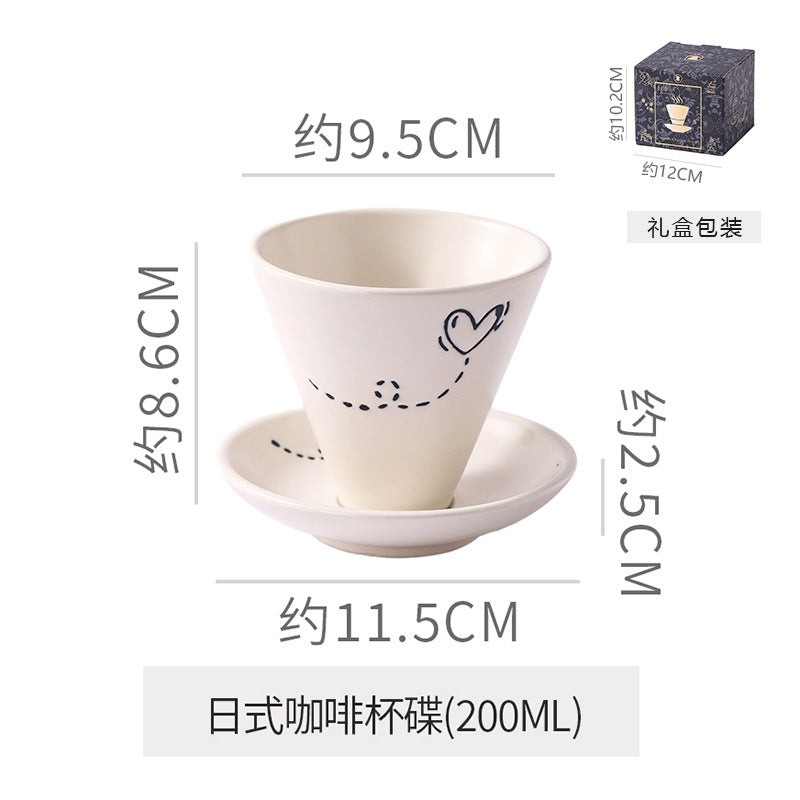Creative niche style ceramic coffee cup and saucer suitjapanese style mug retro stoneware latte latte cup gift box