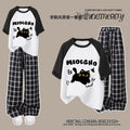 Girls' summer  new cute two-piece set: kitten casual short-sleeve loose-fit plaid pants outfit with cartoon design