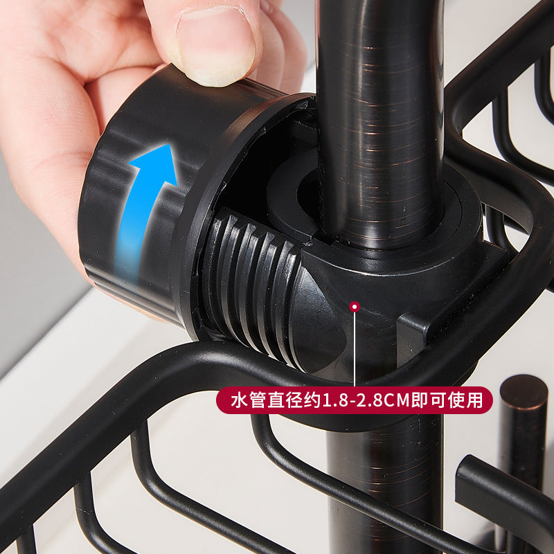 Shower rack Bathroom non-punching space aluminum shower room shower rod storage rack Kitchen faucet drain rack