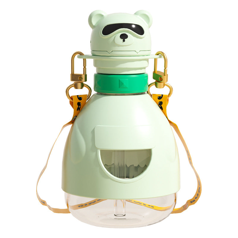 Children's water cup, baby learning to drink silicone straw cup, portable drinking kettle for going out, mineral water straw cover, anti-choking