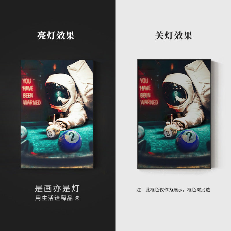 Trend billiard room luminous decorative painting imitation abyss mirror cyberpunk astronaut hanging painting billiard hall luminous lamp painting