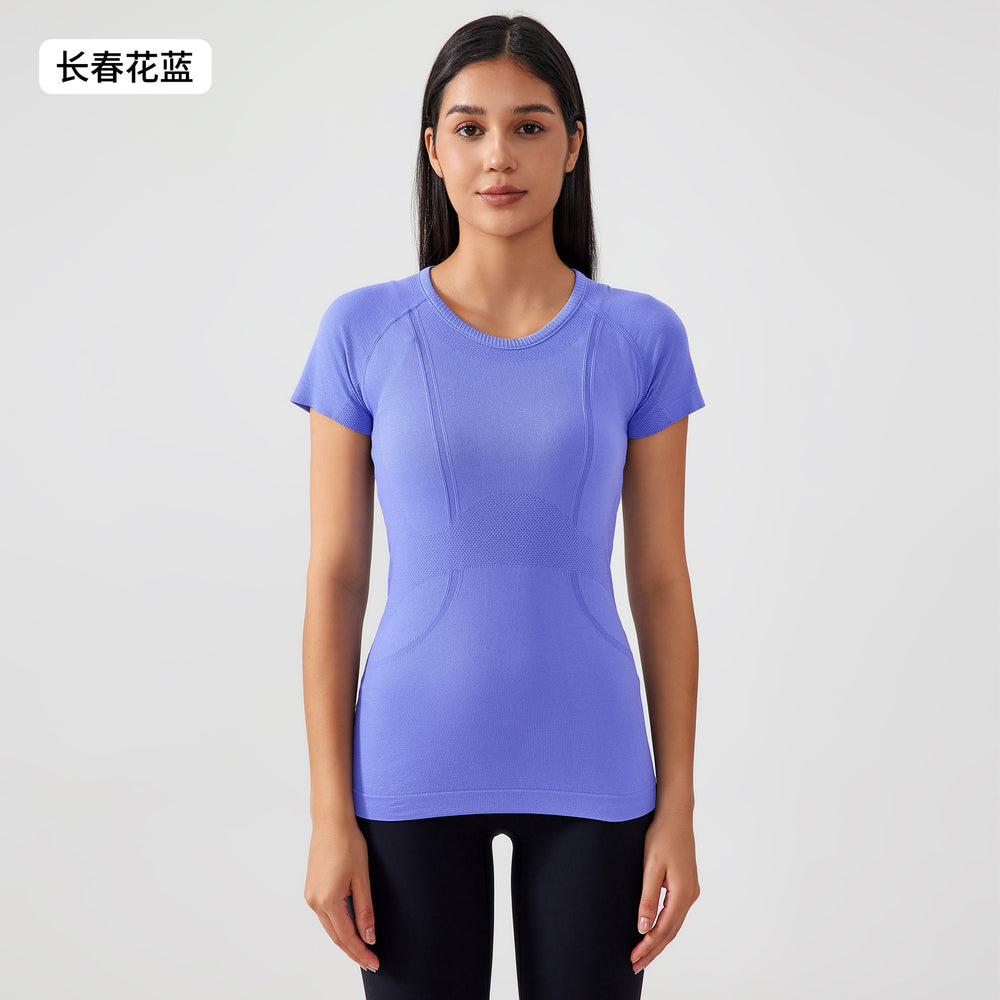 Spring/summer new women's short-sleeve crew neck sports t-shirt - running, fitness, slim-fit, breathable yoga top - s2067