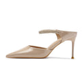 2026autumnew arrival pointed toe diamond strap high heels stiletto women's royal sister elegantoutwearsexy toe cap cool half slippers