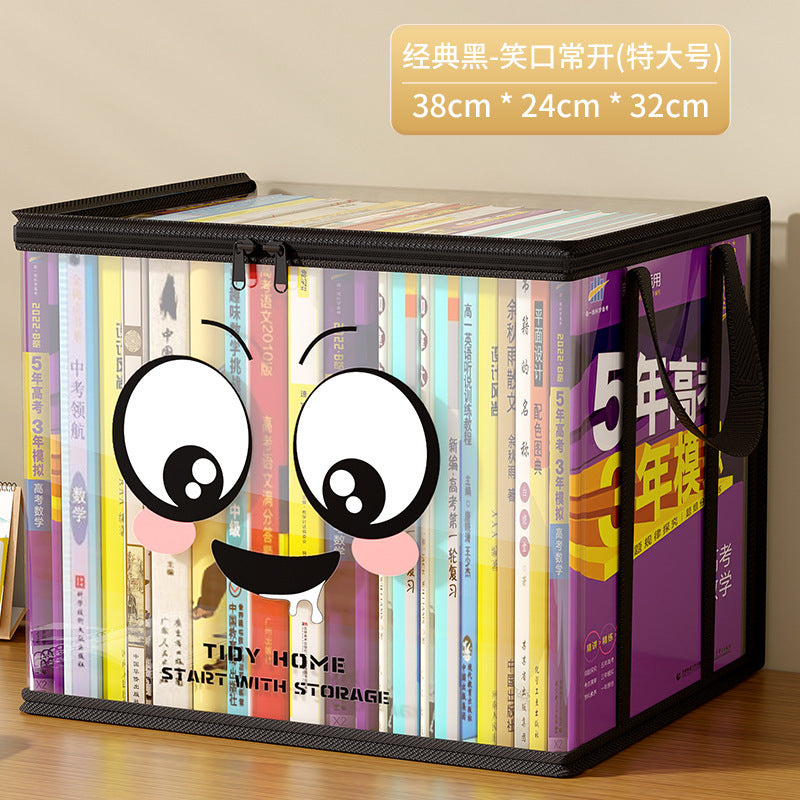 Book storage box Classroom household dust-proof transparent book box bag Desktop bookshelf Old books Toy sorting storage bag