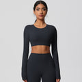 Naked feeling running long sleeves t-shirt women's tight brushed yoga tops quick-drying breathable sports fitness wear processing personalized
