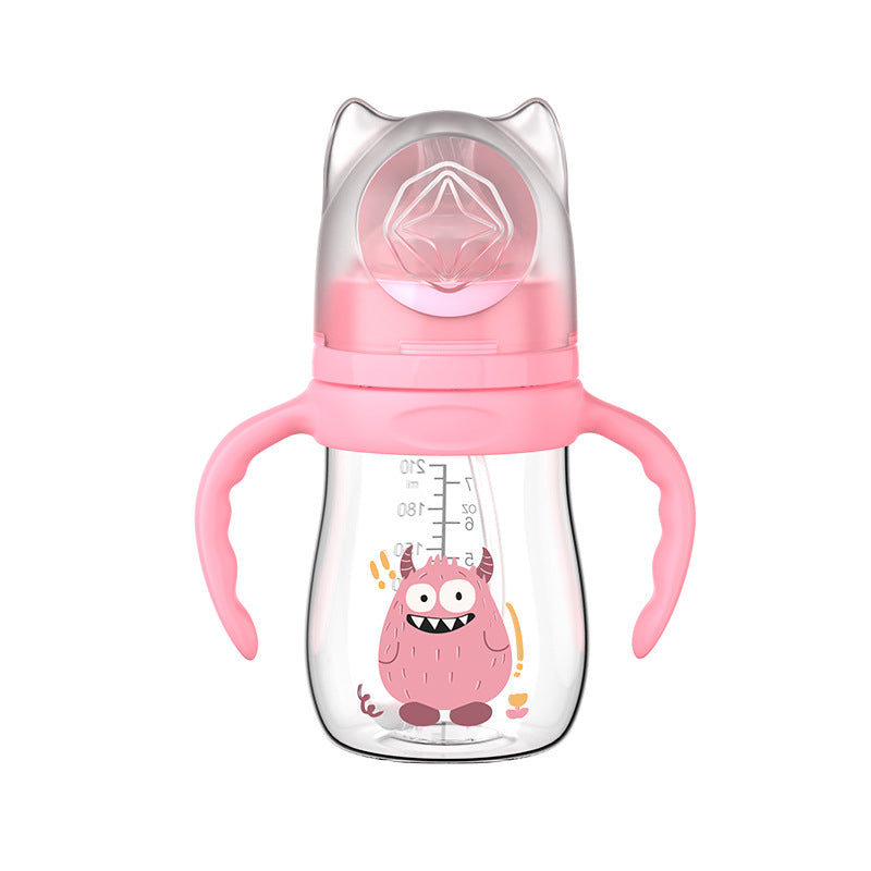 English boxed baby bottle anti-drop and leak-proof wide diameter pp bottle with handle anti-choking and anti-flatulence bottle wholesale