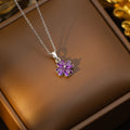 Tz-8200-necklace (silver and purple necklace) [titanium steel chain, copper inlaid with zirconium pendant]