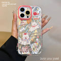 New arrivalcute puppy round edge anti-fingerprint feather gauze mobile phone case suitable for 16promaxiphone15 protective cover