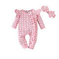 Export children's clothing cute baby girl plaidlong sleeves jumpsuit head estimate