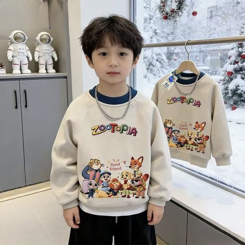 Boys' and girls'  spring new arrivals: trendy animal print hoodies, stylish tops for toddlers and young children, cartoon kids' outerwear