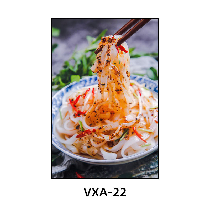 陕西装饰画西安长安古城风景建筑面馆挂画美食餐厅饭店包厢壁画