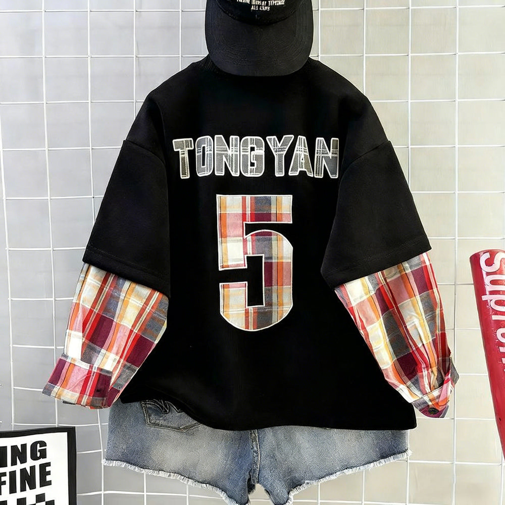 new arrival topspatchworkloose chinese cotton round neck long sleevest-shirtwestern style chinese cotton bottom shirtautum