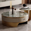 Ready-to-ship luxury stone coffee table - italian modern minimalist round coffee table - light luxury furniture marble coffee table for living room home use
