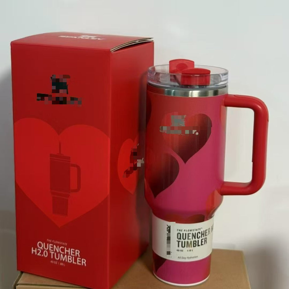 Amazon 40oz tumbler with handle - portable, drop-proof, insulated stainless steel mug - valentine's day collection