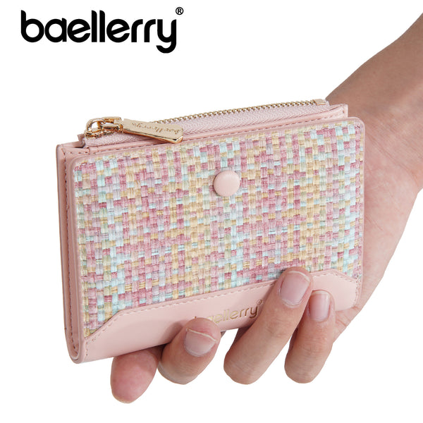 New women's wallet baellerry  short high-end multi-card position woven change bag card bag female