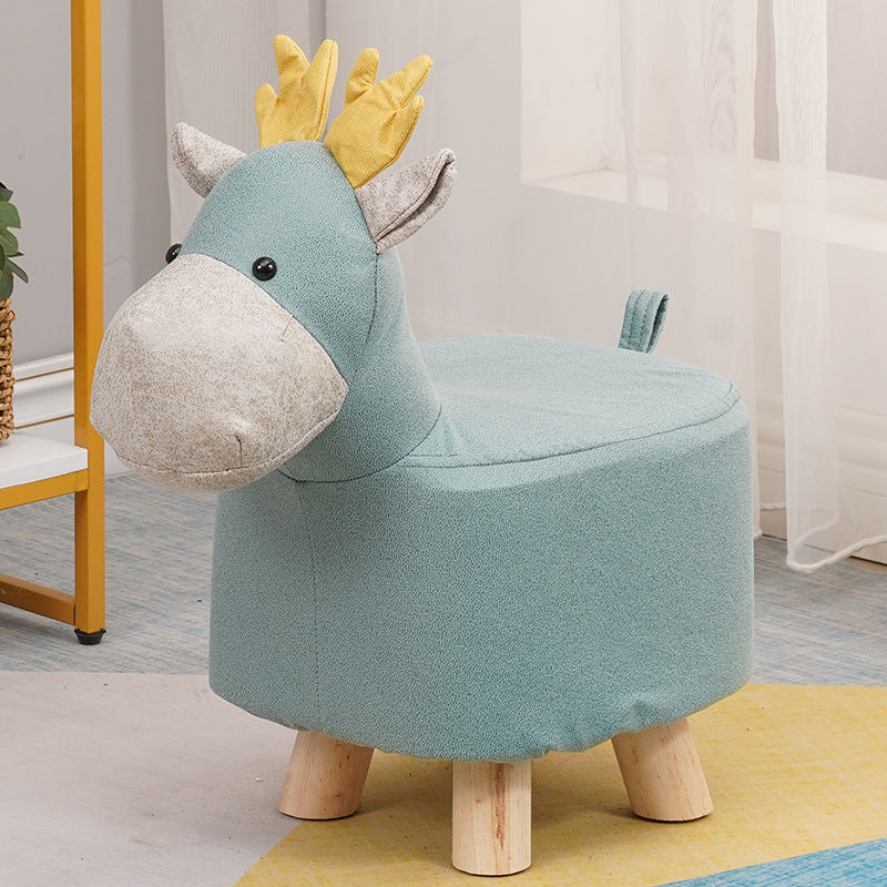 Elephant stool - kids' animal stool - solid wood shoe bench - creative small stool - home living room cartoon cute low stool