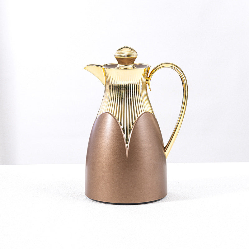 Wholesale cross-border luxury insulated kettle: large capacity coffee pot for home and commercial use, insulated water kettle with logo, gold teapot