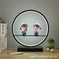 Black and white round table lamp - bedroom bedside lamp - creative cartoon doll - wedding gift - remote control dimming touch lamp