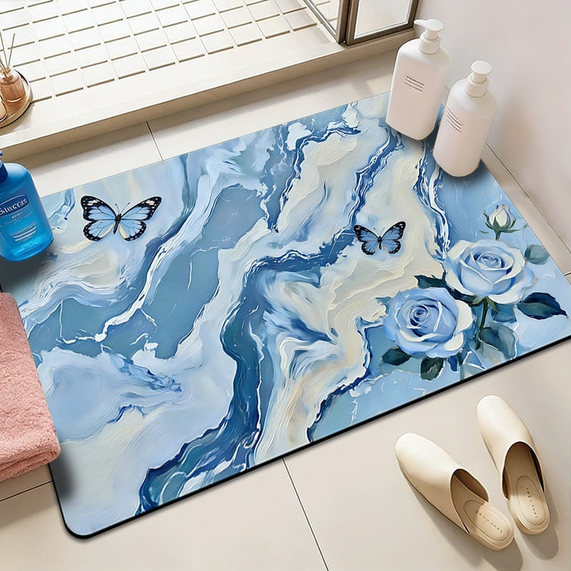 dropshipping oil painting style marble diatom mud bathroom non-slip mat water-absorbent quick-drying floor mat