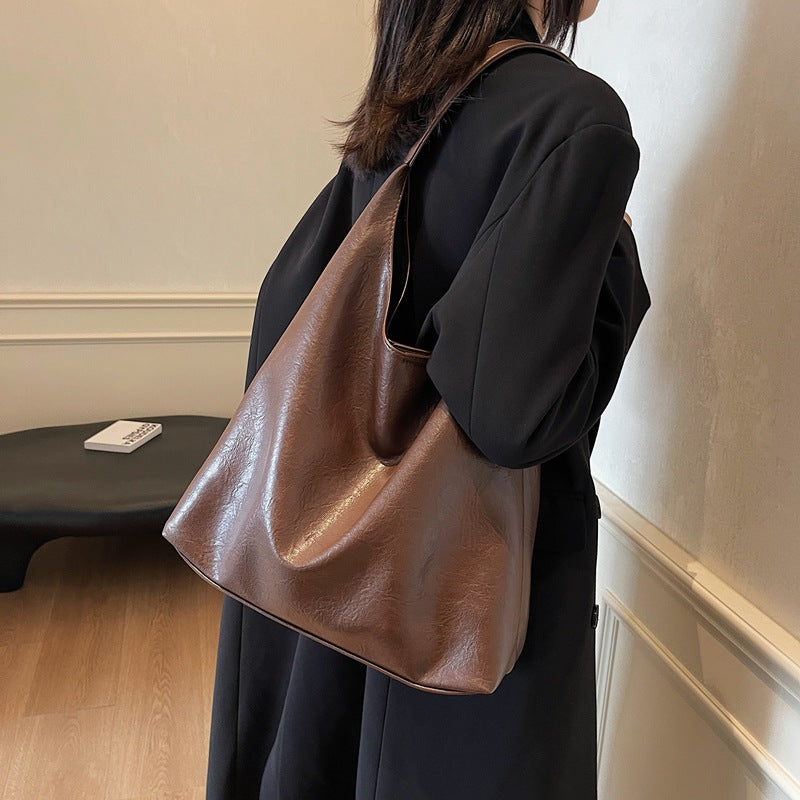 New Korean version, armpit bag, shoulder large-capacity bag, women's commute to work, retro Maillard French tote bag