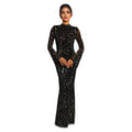 C7186 cross-border   fashion women's bodycon sexy long sleeve rhinestone dress - new arrival