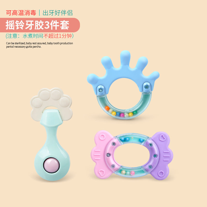 Cross-border baby hand rattle toy 0-1 years old newborn baby can gnaw teething glue baby bed bell pedal piano pendant