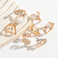 European and american cross-border fashion camellia flower ring set - niche, light luxury, high-end, diamond-studded heart and butterfly finger rings for women