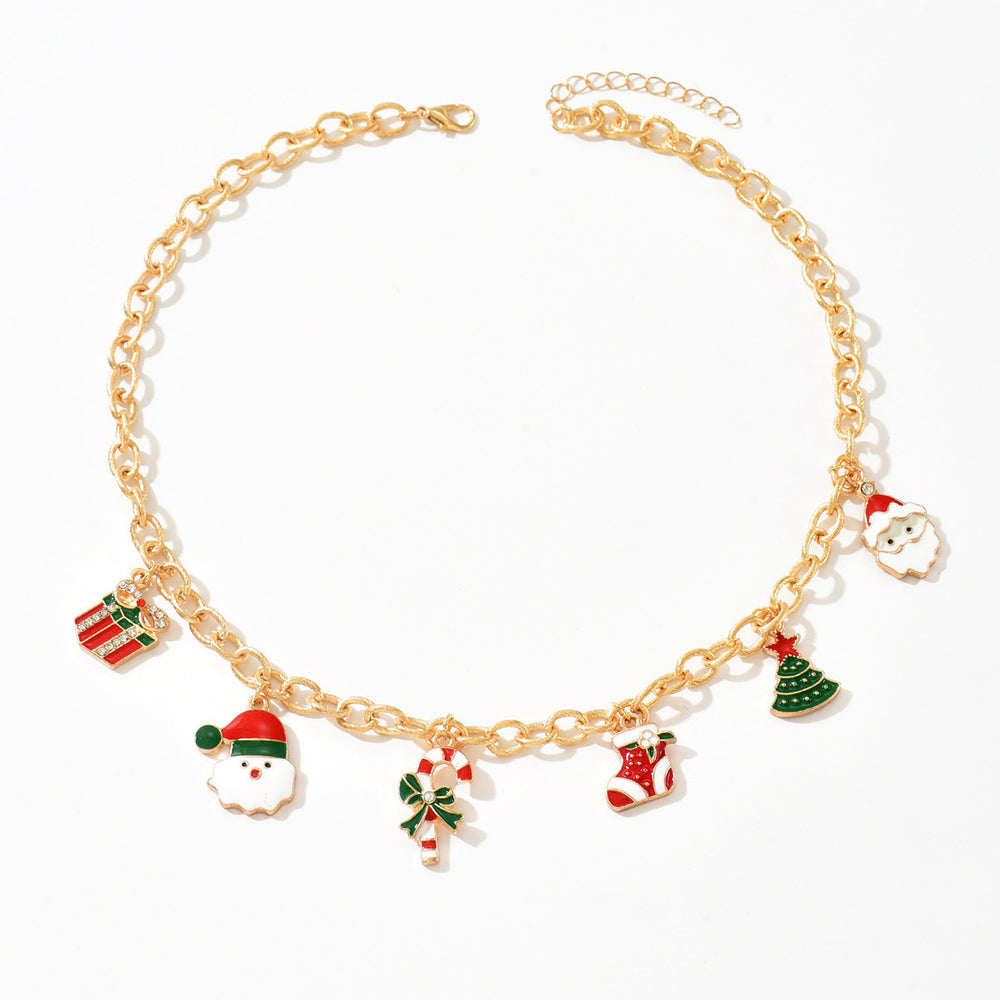 Christmas party necklace wholesale fashionstylishfashion cartoon drip oil santa candy women's clavicle chain