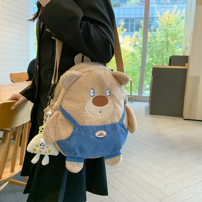 New plush toy women's bear backpack crossbody mobile phone bag cute cartoon bag Valentine's Day birthday gift