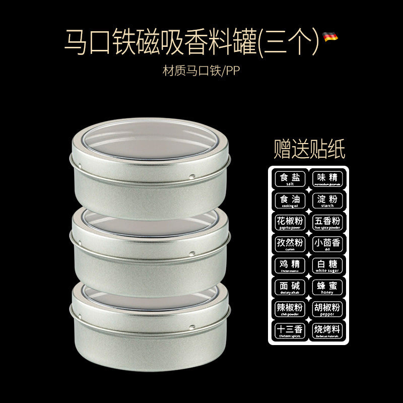 Kitchen moisture-proof spice jaraccessible luxury magnetic seasoning box octagonal spice storage box for home transparent spice sealed box