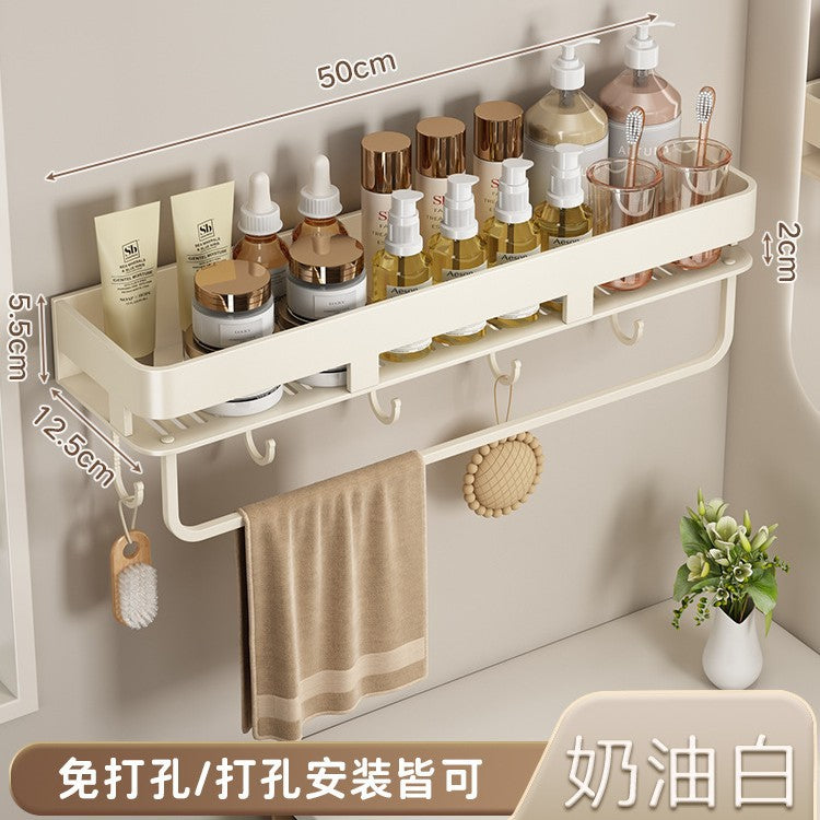 Space Aluminum Cream Wind Toilet Wash Desk Shelf No Punching Toilet Bathroom Toilet Wall Hanging Storage Rack