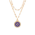 Crystal devil's eye necklace wholesale cross-border gold plated pendant women's stylish double layer classy rose gold sweater chain