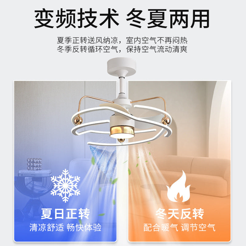 2025 New Fan Light Silent Ceiling Fan Light Restaurant Dining Room Bedroom Electric Fan Light Integrated Zhongshan Ceiling Fan Lighting