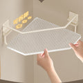 Bathroom shelf, toilet corner organizer, no-drill washroom storage, acrylic off-white tripod shelf